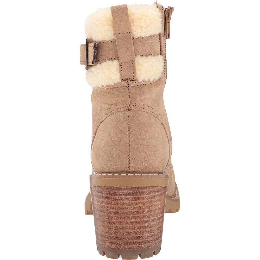 Madden Girl Women Block Heel Combat Boots Jansen Size US 7M Beige Fabric - Picture 6 of 6